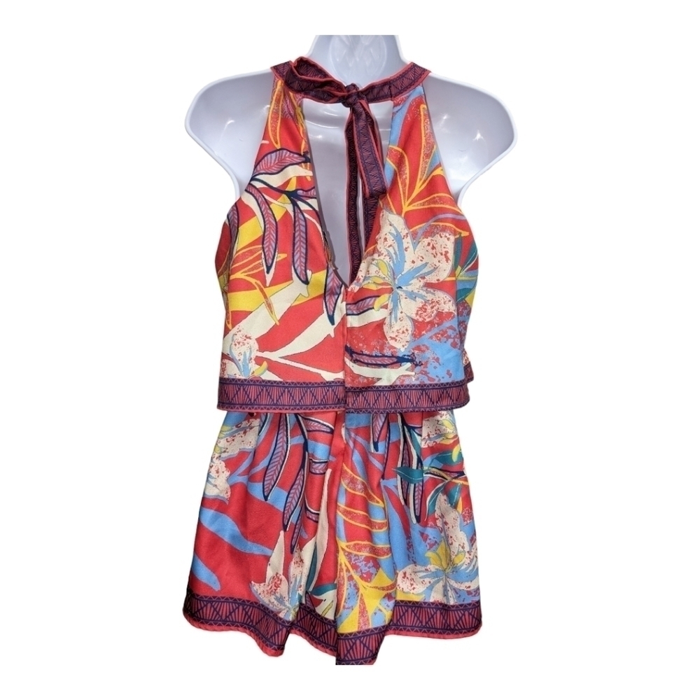 Flying Tomato floral romper one piece halter shorts - Picture 3 of 5